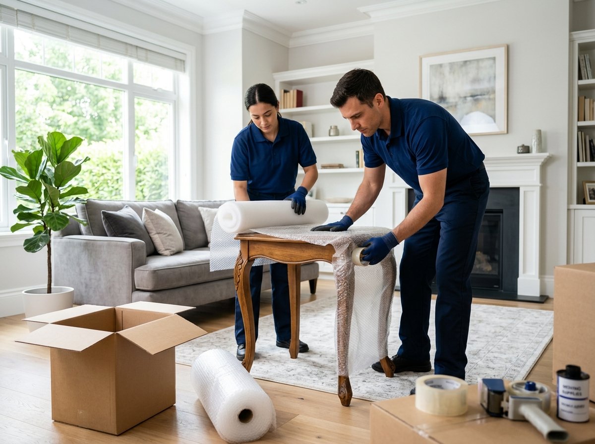 Careful furniture packing with bubble wrap and sturdy boxes in Kuwait
