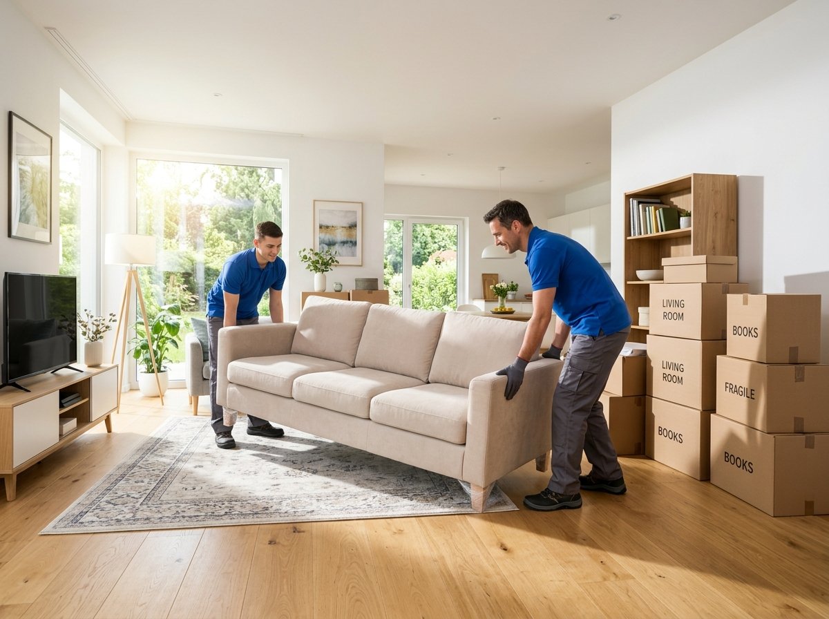 Careful furniture placement in customer new living room